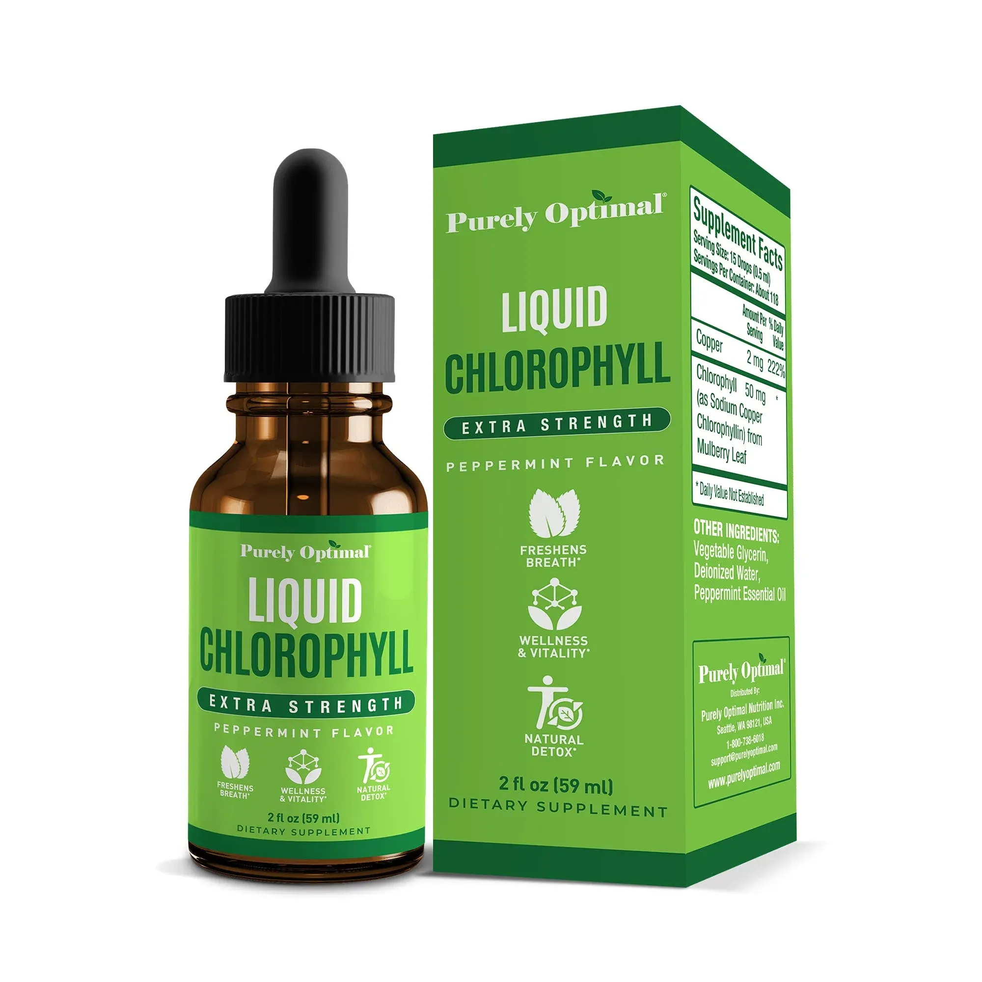 Premium Chlorophyll Liquid Drops - 100% Natural & Gluten Free Liquid Chlorophyll ...