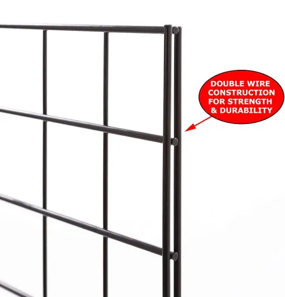 Econoco Portable 2’ x 8’ Black Grid Panels - Pack of 3