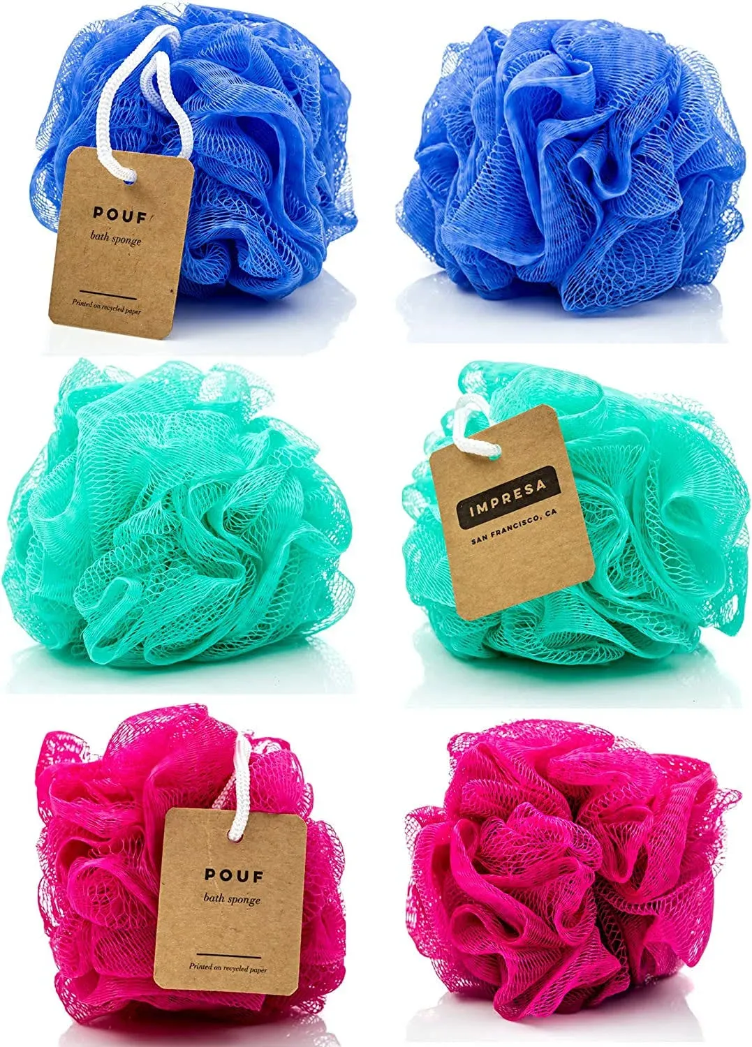 Eco-Friendly Mesh Bath and Shower Sponge 6-Pack Loofah-loofa-loufa-