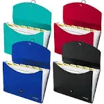 Accordion File Organizer with 7 Pockets (Pack of 4), TRANBO Letter Size/A4 Expanding File Folder with Index Tabs, Expandable Plastic Document Organizer for Business Travel School Office Home