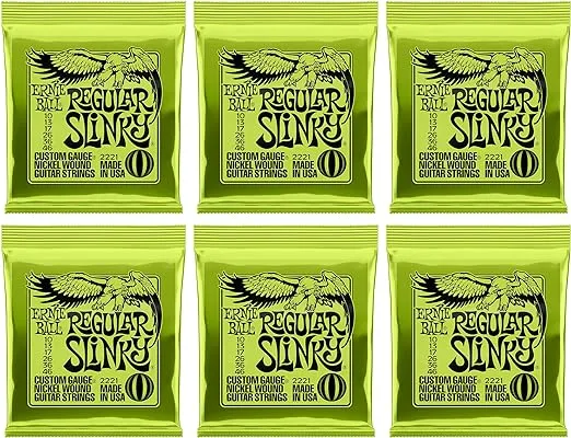 Ernie Ball Regular Slinky Nickel Wound Electric Guitar Strings 6 Pack - 10-46 Gauge