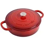 Crock-Pot Artisan Cast Iron 5 qt. Braiser Pan with Self-Basting Lid Scarlet Red