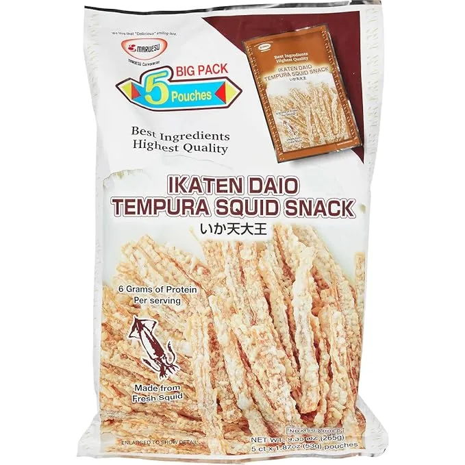 Maruesu Ikaten Daio Tempura Squid Snack, 1.87 Ounce (Pack of 5)