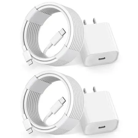 2-Pack iPhone 14 13 12 Fast Charger, [Apple MFi Certified] 20W PD USB C Wall ...