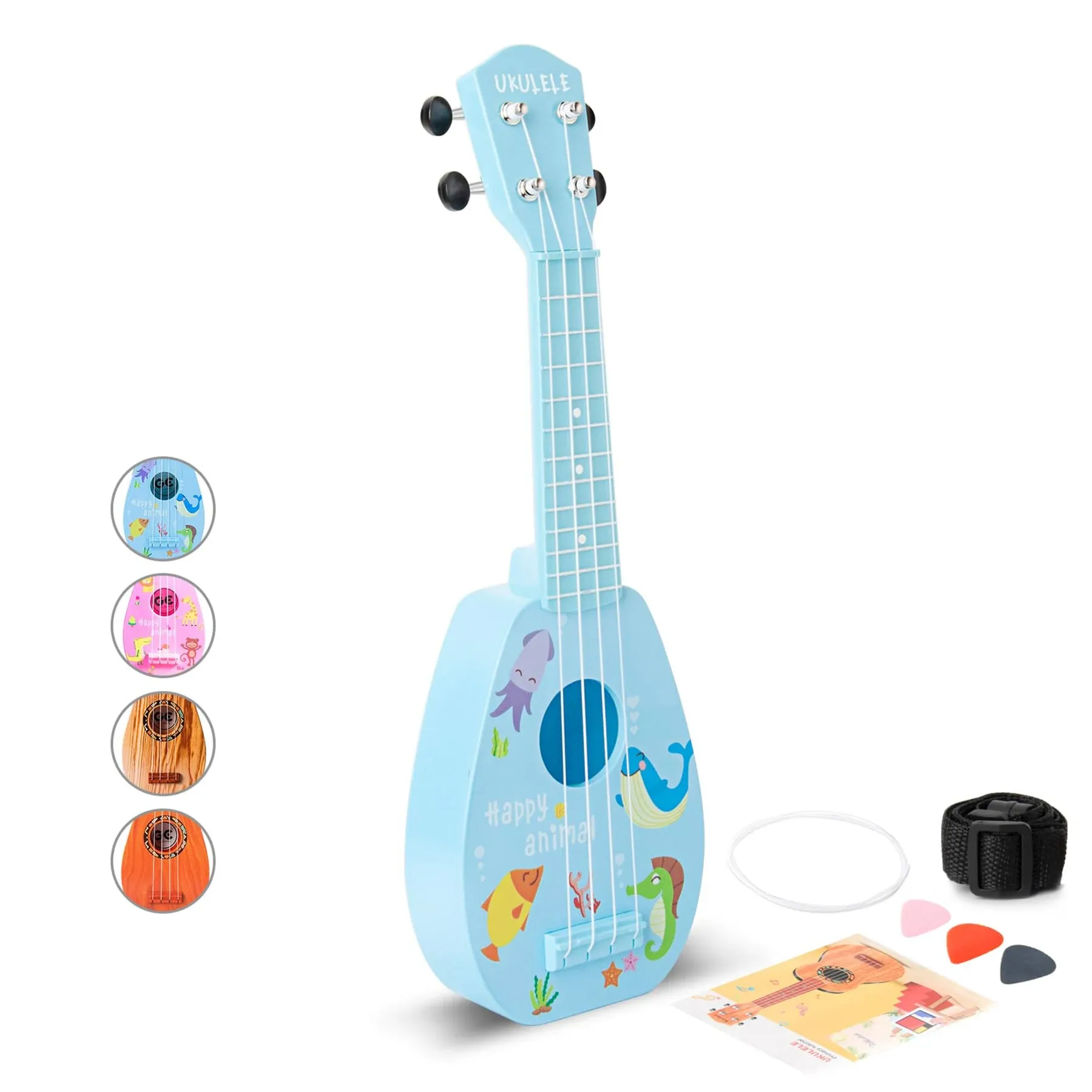  Kids Toy Guitar for Girls Boys, Mini Toddler Ukulele Guitar with 4 17&#034; Blue