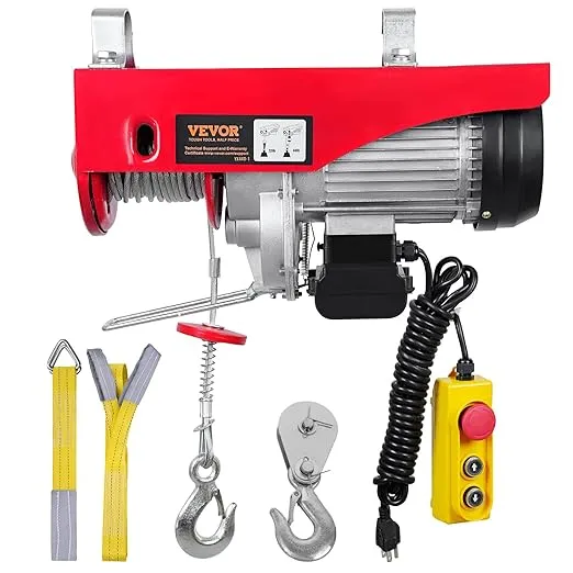 VEVOR Electric Hoist, 440LBS Attic Hoist, Ladder Hoist, 110V Electric Hoist with 14ft Remote Control & Single/Double Slings for Lifting in Factories, Warehouses, Construction Site, Attic