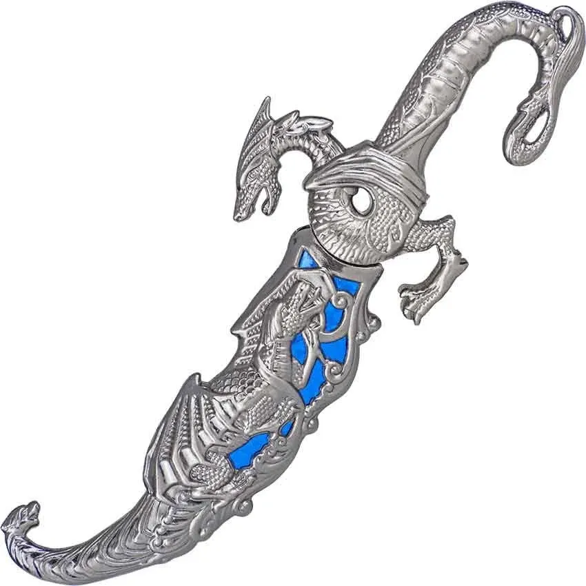 Small Ornate Dragon Dagger with Blue Scabbard - Medieval Collectibles