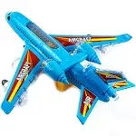 Toysery Airplane Toys for Kids, Bump and Go Action, Toddler Toy Plane with LED Flashing Lights and Sounds for Boys & Girls 3-12 Years Old (Airplane)