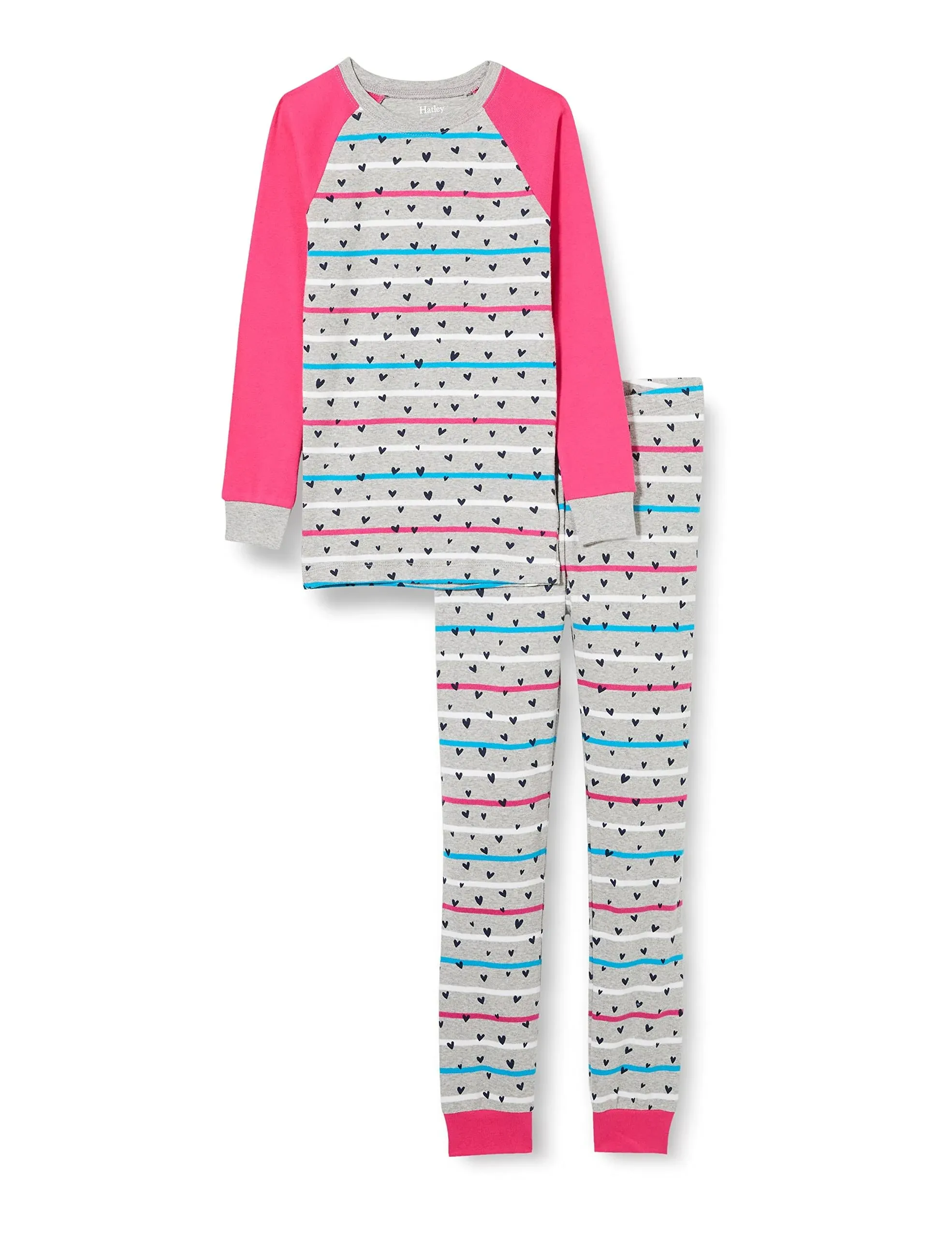 Hatley Confetti Hearts Organic Cotton Raglan Pajama Set