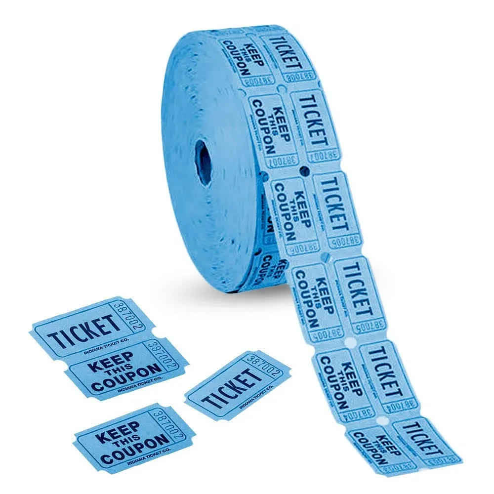 ArtCreativity Double Carnival Tickets Roll with 2000 Tickets, Numbered Event Admission Tickets for Kids’ Fair, Fundraiser, Musical Festival, Movie Screening, High-Quality Card Stock Paper, Blue