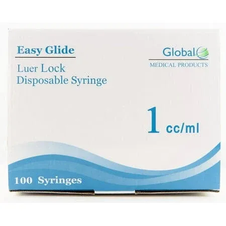 Easy Glide 1cc Luer Lock Syringe (No Needle) - Box of 100-STERILE-