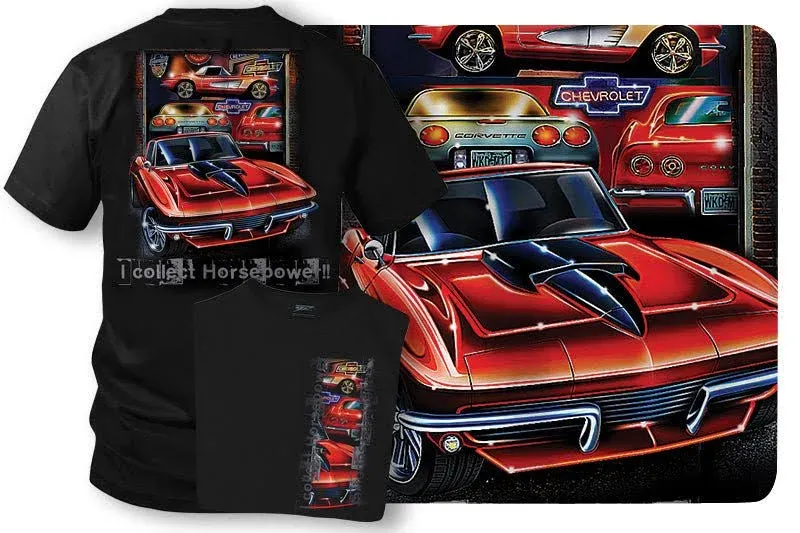 Wicked Metal Corvette Shirt - Collect Horsepower - Corvette C1, C2, C3,c5 - Black