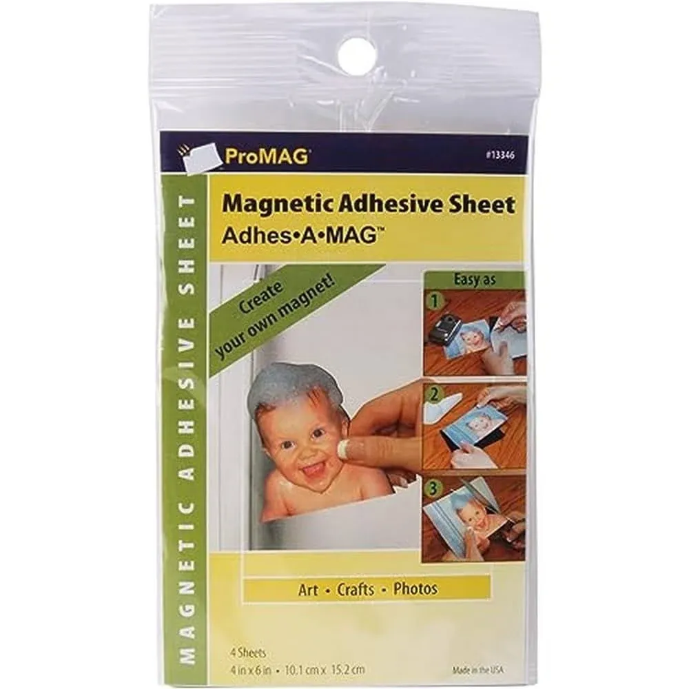 Adhes-A-Mag Adhesive Magnetic Sheet - 4 pack