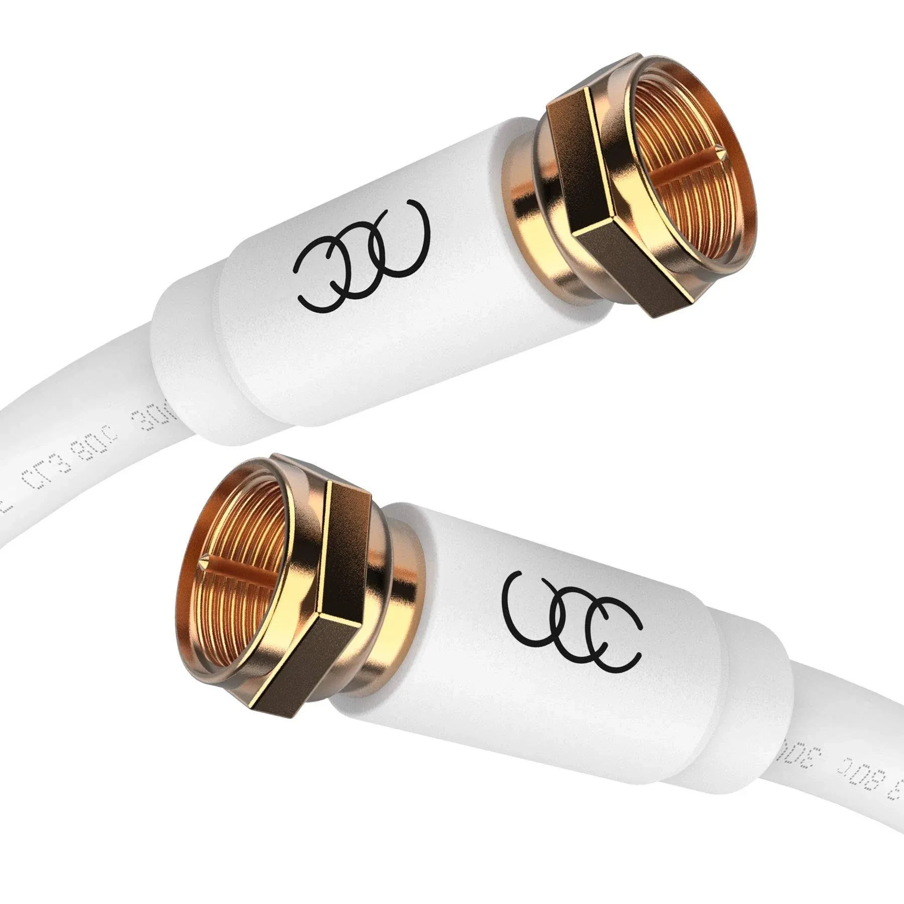 Coaxial Cable Triple Shielded CL3 In-Wall Rated Gold Plated Connectors RG6 ...