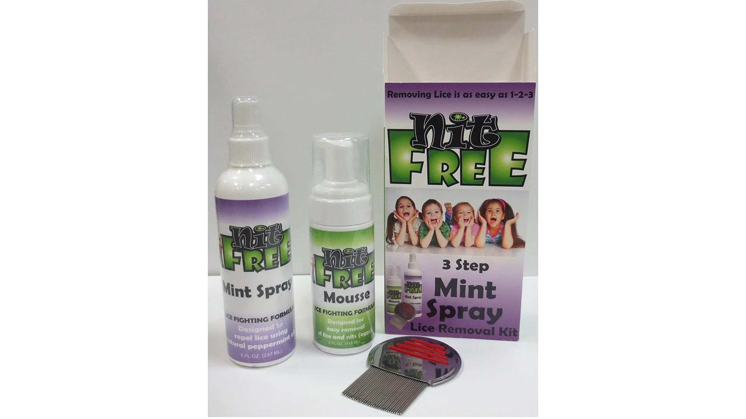 Lice and Nit 3 Step Removal Kit with Mint Repellant, Terminator Lice Comb, Nit ...