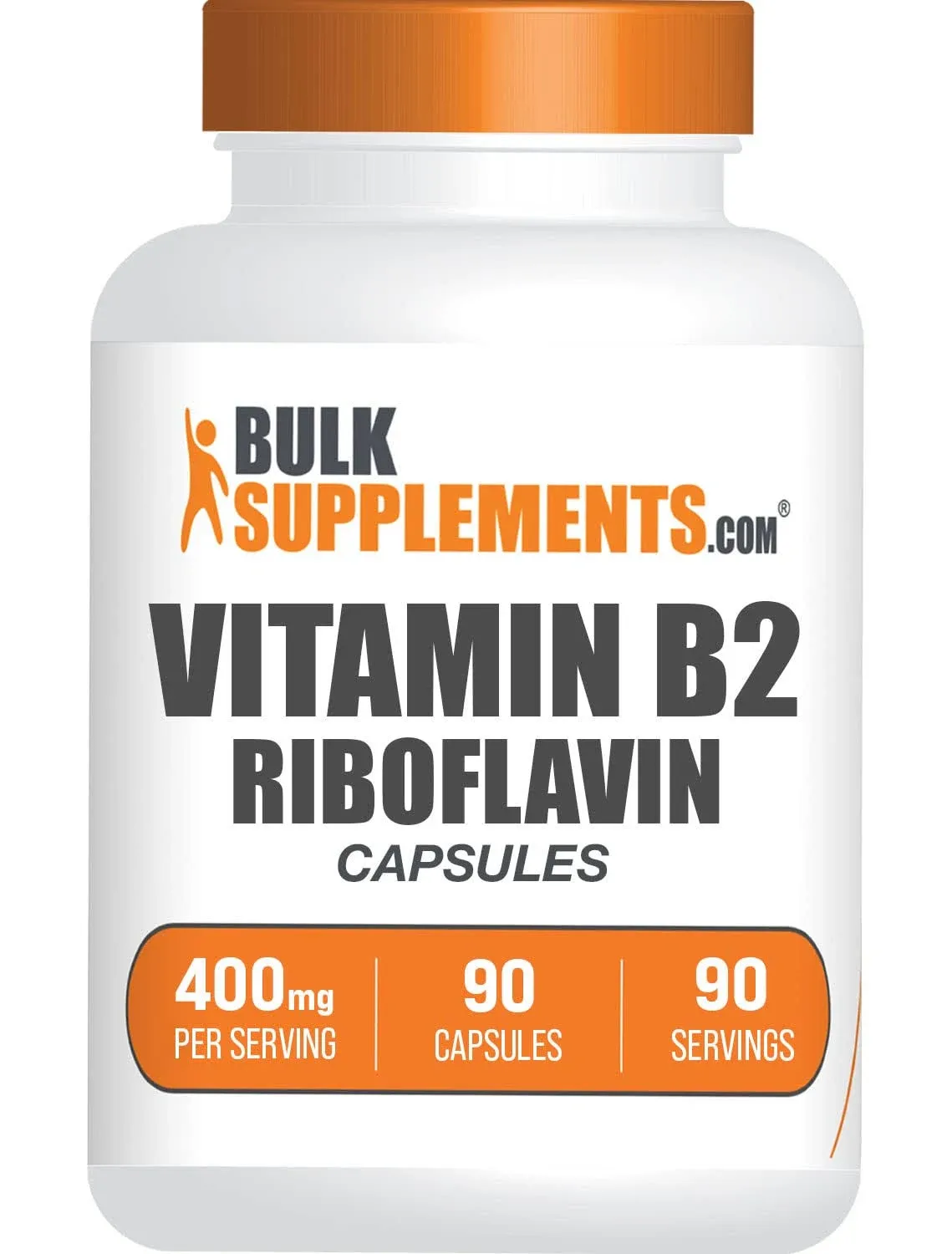 BulkSupplements.com Riboflavin Capsules - Vitamin B2 400 mg, Riboflavin 400mg - Essential B Vitamin, Gluten Free, 1 Capsule per Serving, 180 Capsules (Pack of 1)