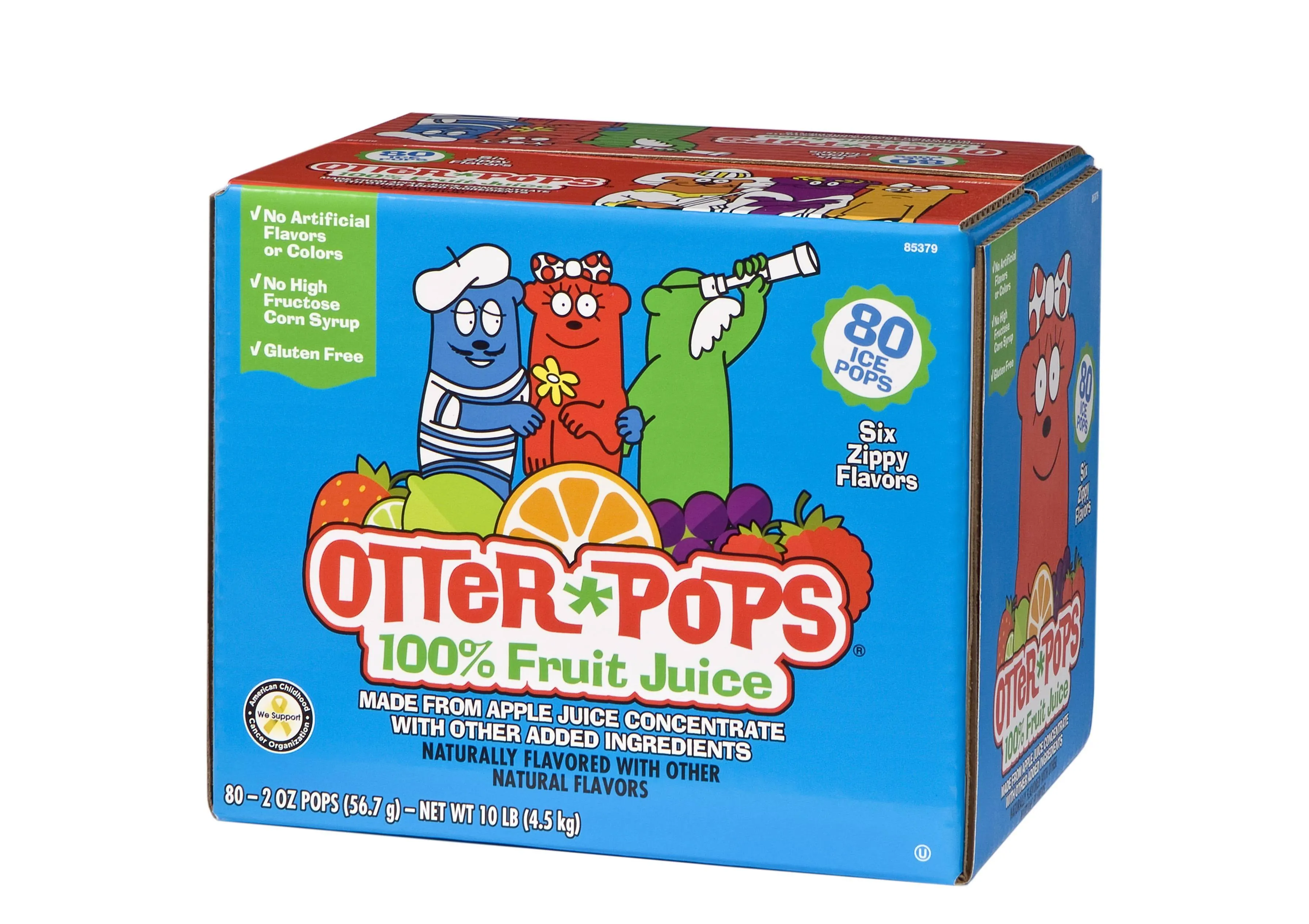 Otter Pops, 100% Juice, Clean Label, Freezer Pops, 2 oz, 80 Count