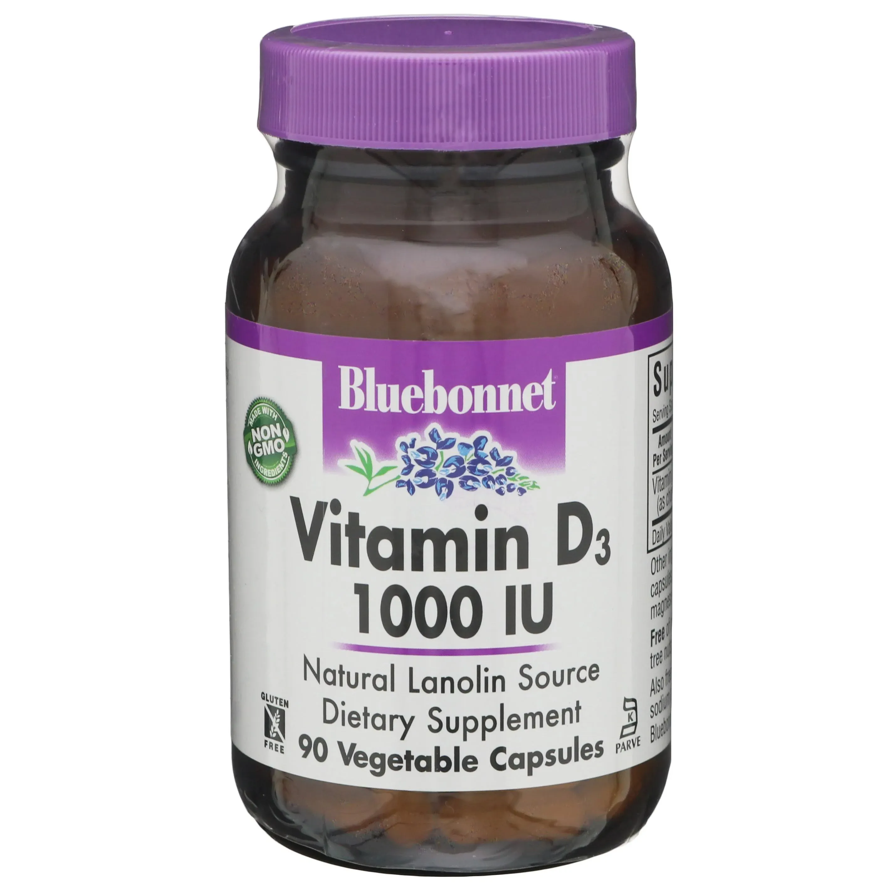 Bluebonnet Vitamin D3 25 mcg (1000 IU) 90 Veg Capsules