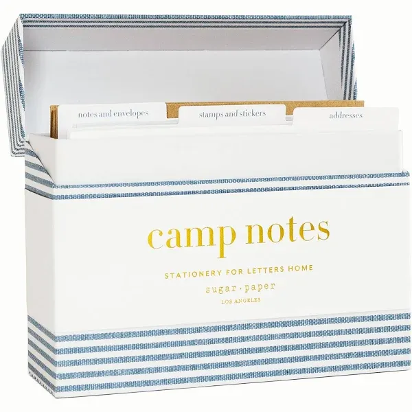 Sugar Paper Camp Notes Set, 12 Prompted Notes with Envelopes and Decorative Stickers