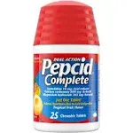 Pepcid Complete Acid Reducer + Antacid Chewable Tablets, Tropical Fruit, 50 Count