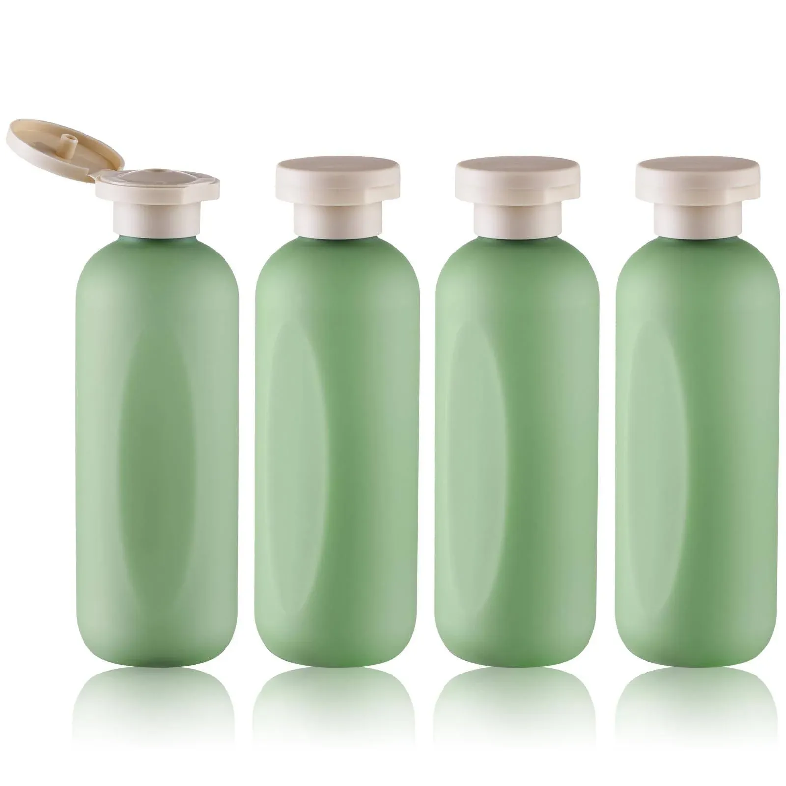 6.7oz Travel Shampoo Bottle, Empty Plastic Squeeze Bottles with Flip Cap, 4PCS Lotion Container for Toiletries (200ml, Green)