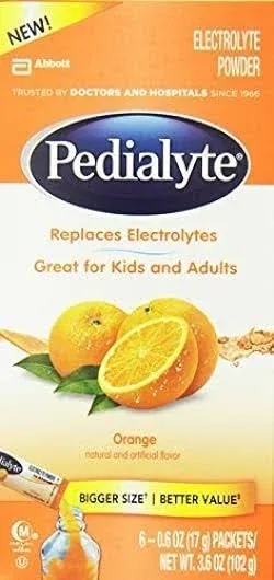 Pedialyte Large Powder Packs, Orange, 6 Count by Pedialyte