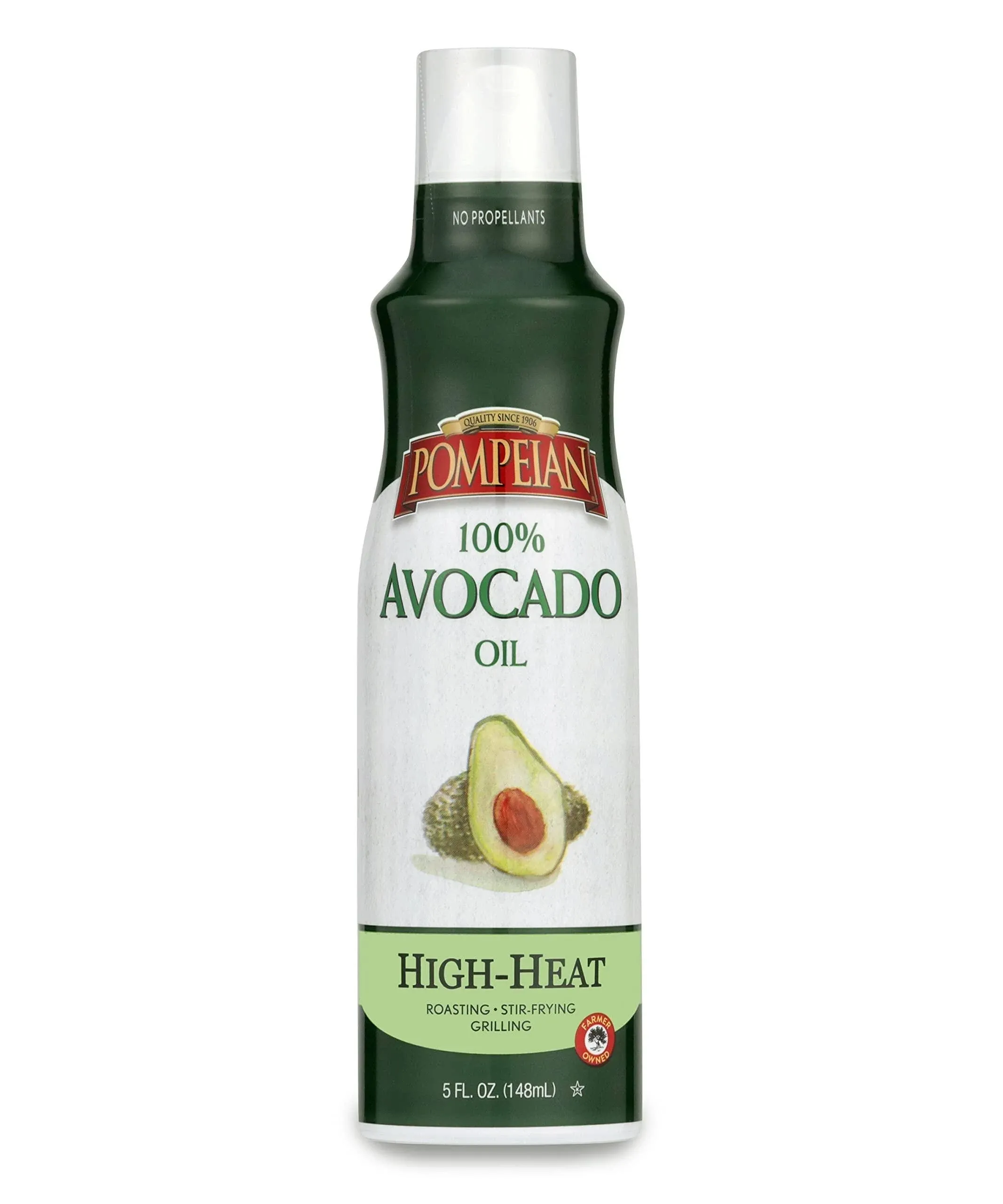 Pompeian 100% Avocado Oil Cooking Spray, Mildly Nutty Flavor, Perfect for High-Heat Cooking, Roasting and Stir-Frying, Naturally Gluten Free, Non-Allergenic, Non-GMO, No Propellant, 5 FL. OZ. (130300)