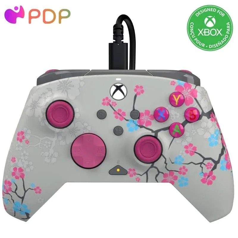 PDP Rematch Glow Advanced Wired Controller: Cherry Blossom, for Xbox Series X|S, Xbox One, & Windows 10/11 PC