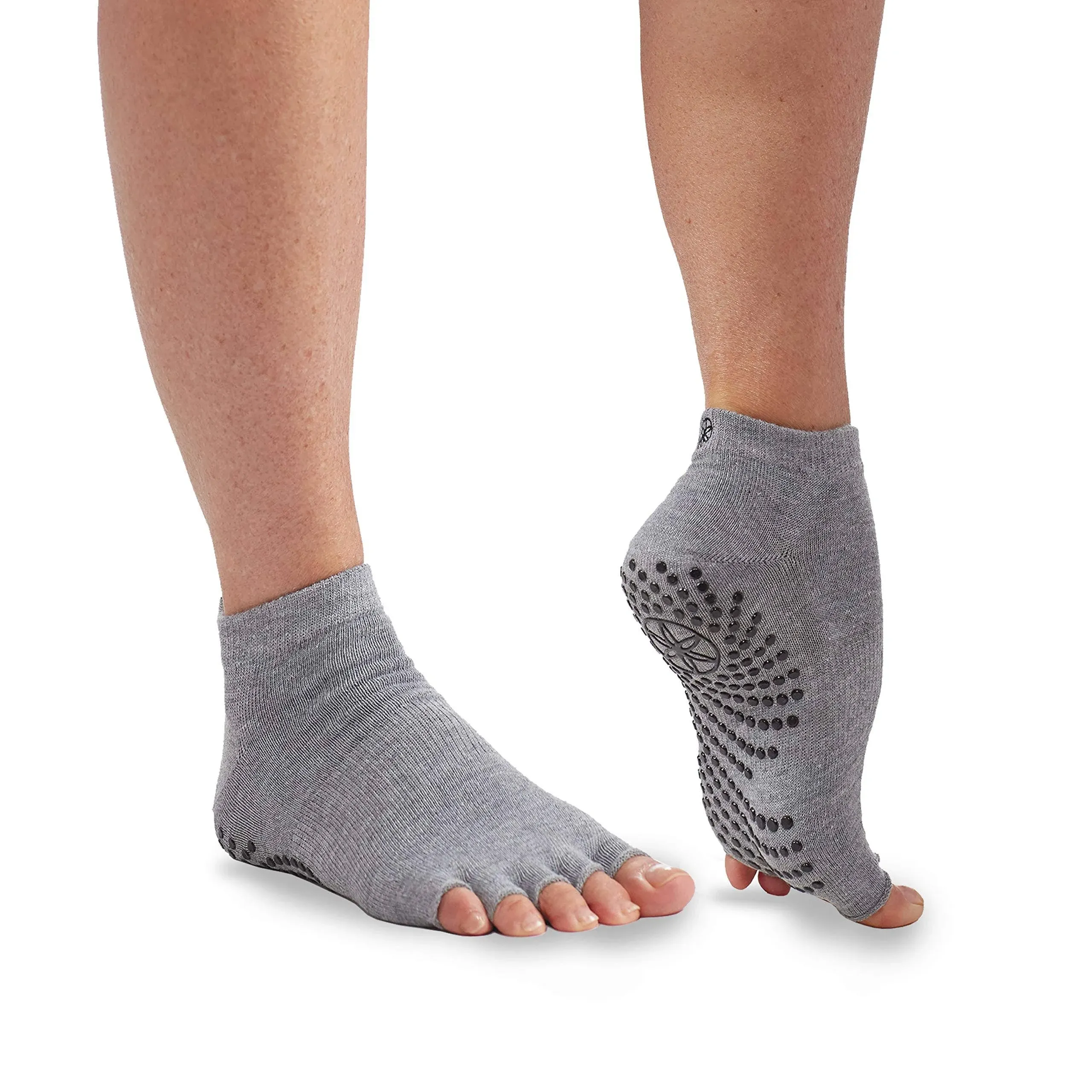 Gaiam Grippy Toeless Yoga Socks Nonslip Natural Feel For Movement And Balance