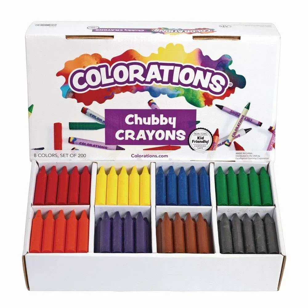 Colorations Chubby Crayons for Kids Set of 200 Rainbow Crayons