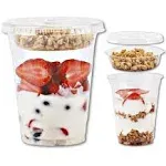 12 oz Clear Plastic Parfait Cups with Insert 3.25oz &amp; Flat Lids No Hole - (50...