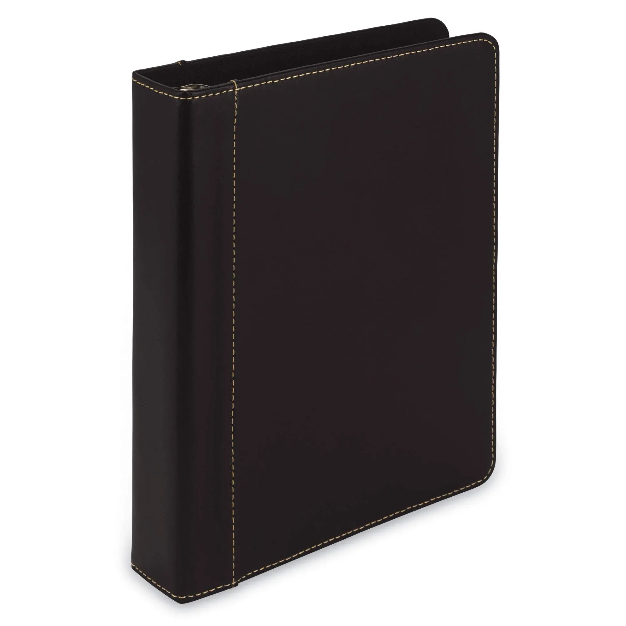 Samsill 1&#034; Junior Size 3 Ring Binder, Leather, Black with Junior, 