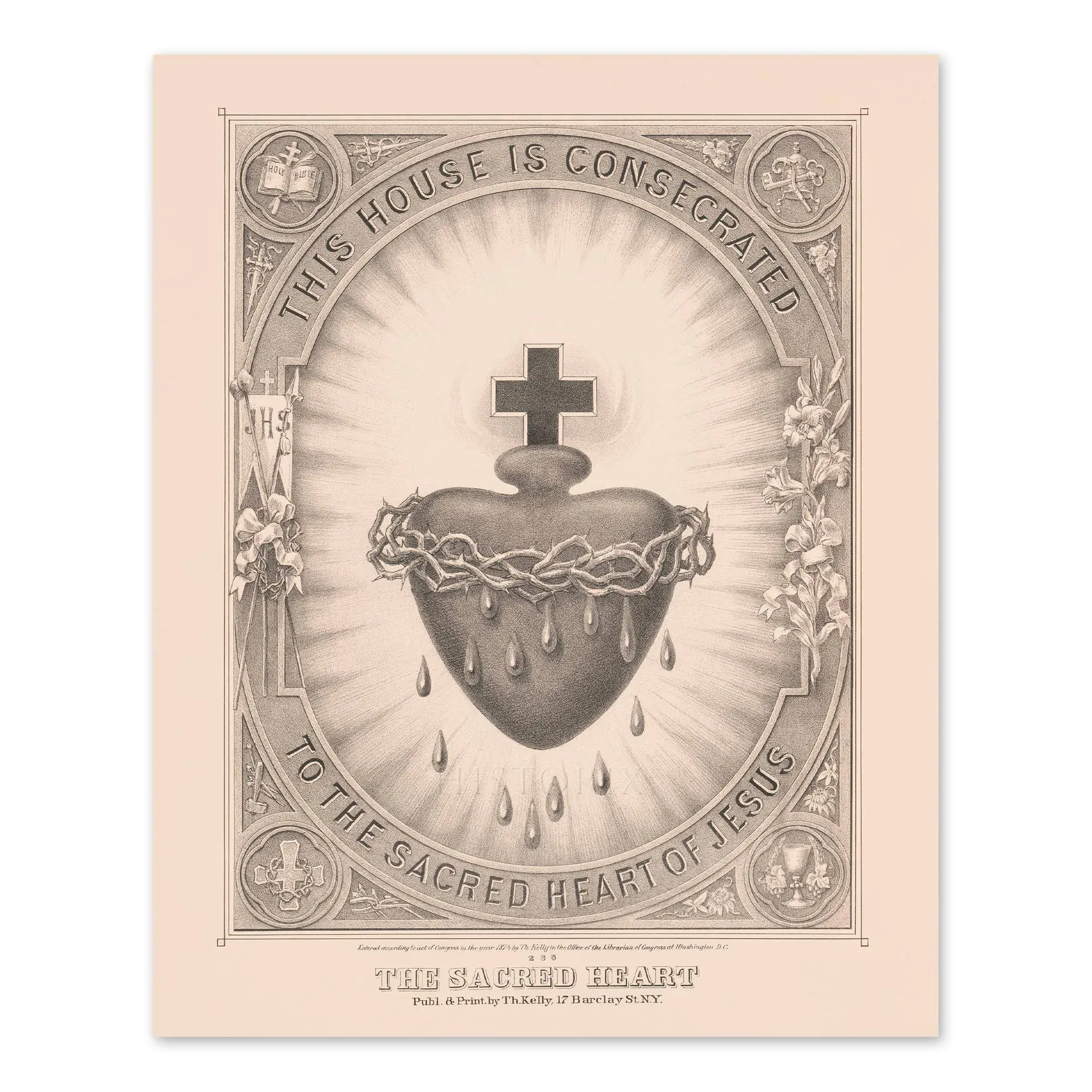 1874 The Sacred Heart of Jesus Picture Photo Poster Print Wall Art