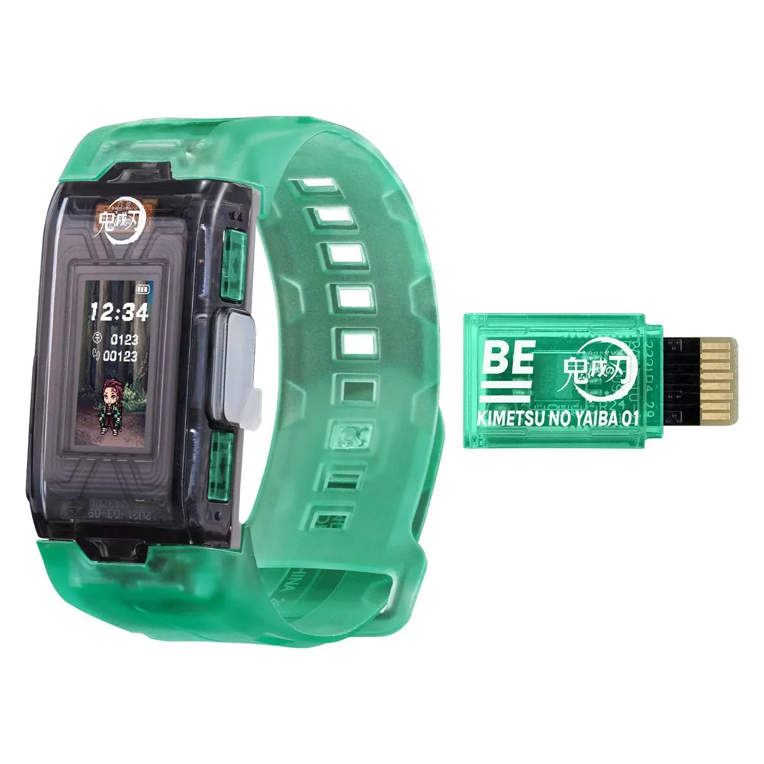 Bandai Vital Bracelet BE Demon Slayer Set | Vital Bracelet Digital Pet Watch With Memory Card Included Based On Demon Slayer Anime And Manga | Train With Your Virtual Pet Using This Fitness Tracker