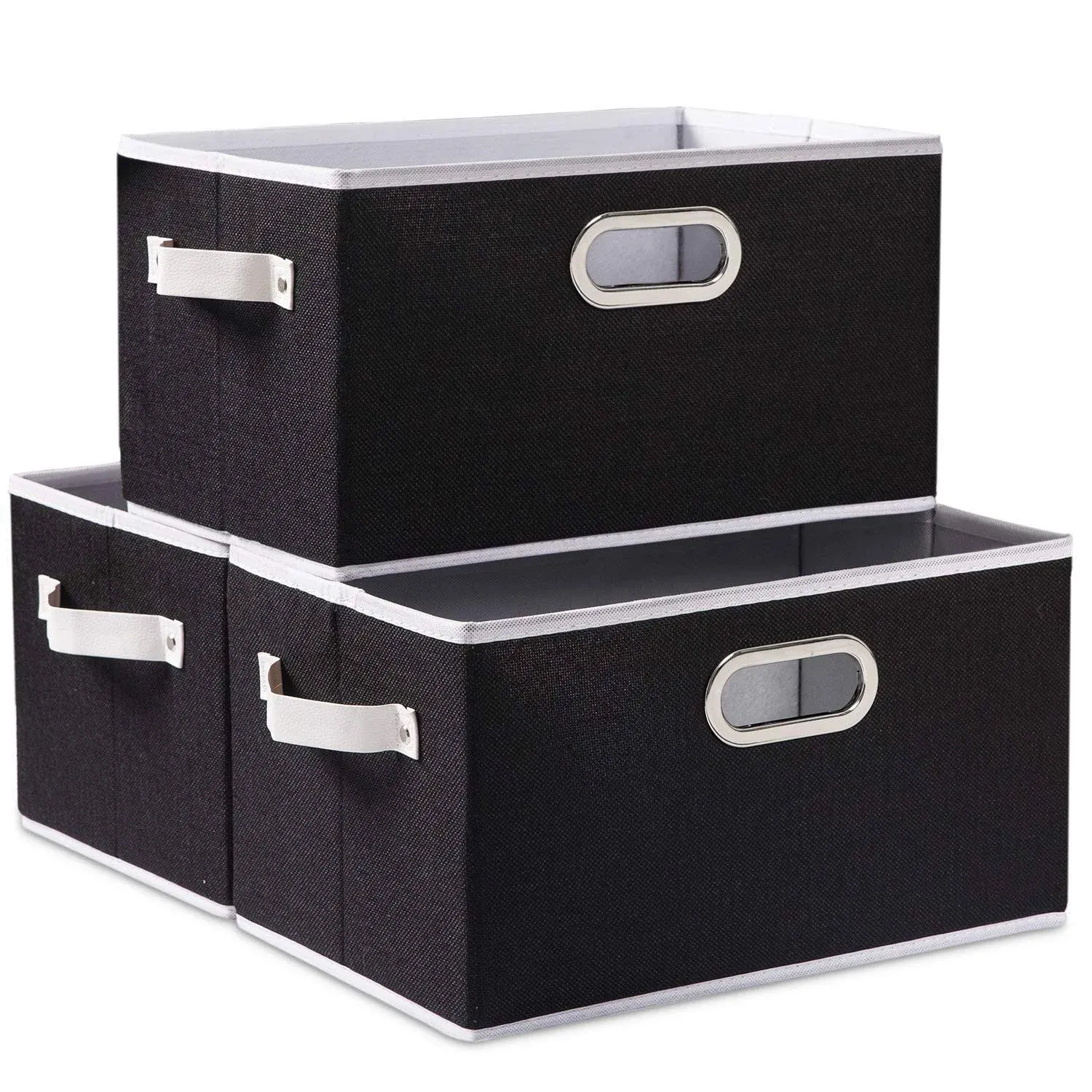 PRANDOM Large Collapsible Storage Bins for Closet 3-Pack Decorative Fabric