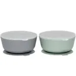 Suction Bowls for Baby (Set of 2) - 100% Silicone Toddler Bowl w/Plastic Lid ...