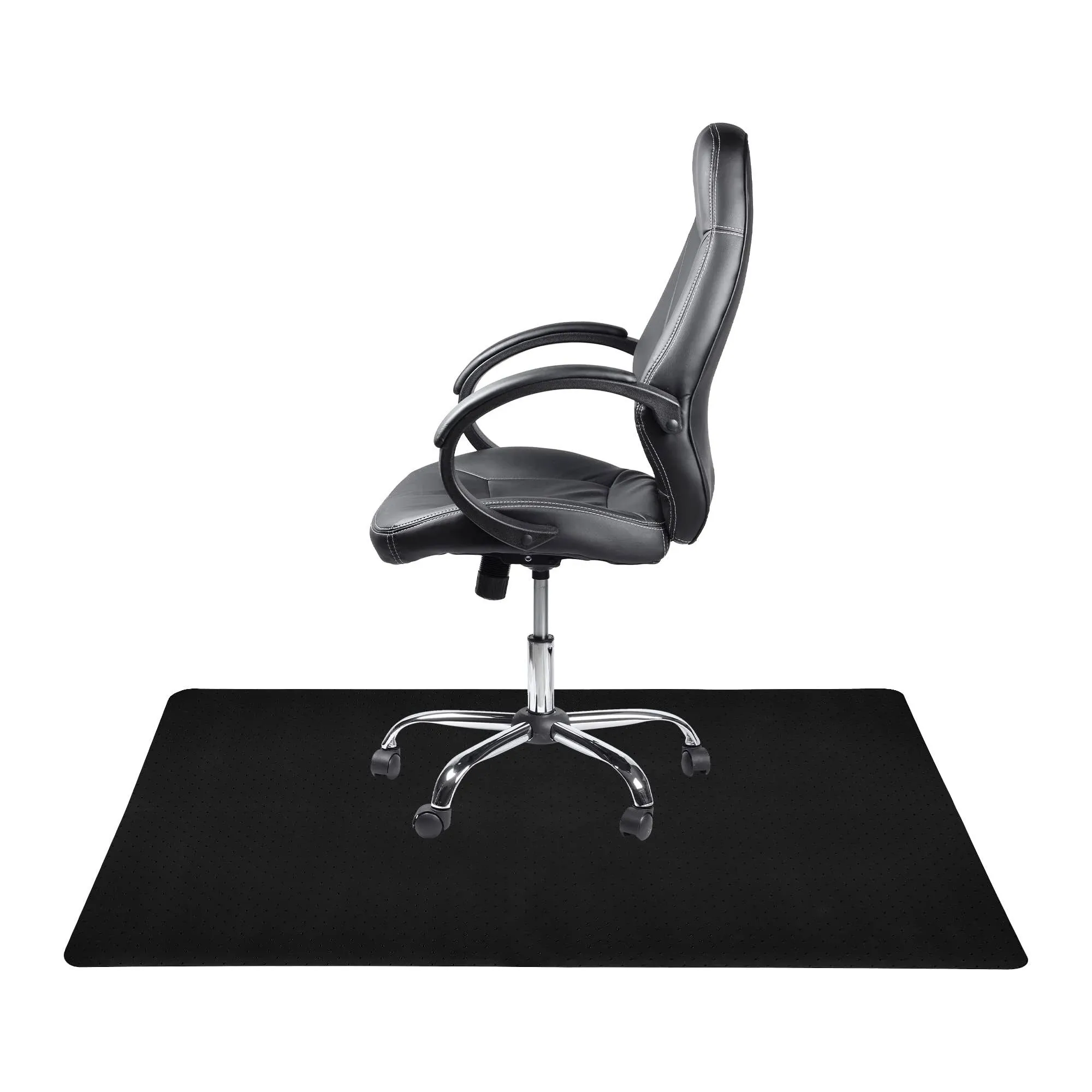 Resilia Workstation Desk Chair Mats for Carpet with Grippers - Home & Office Floor Protector, Easy to Clean, Stain-Resistant Vinyl Black, 46 Inches