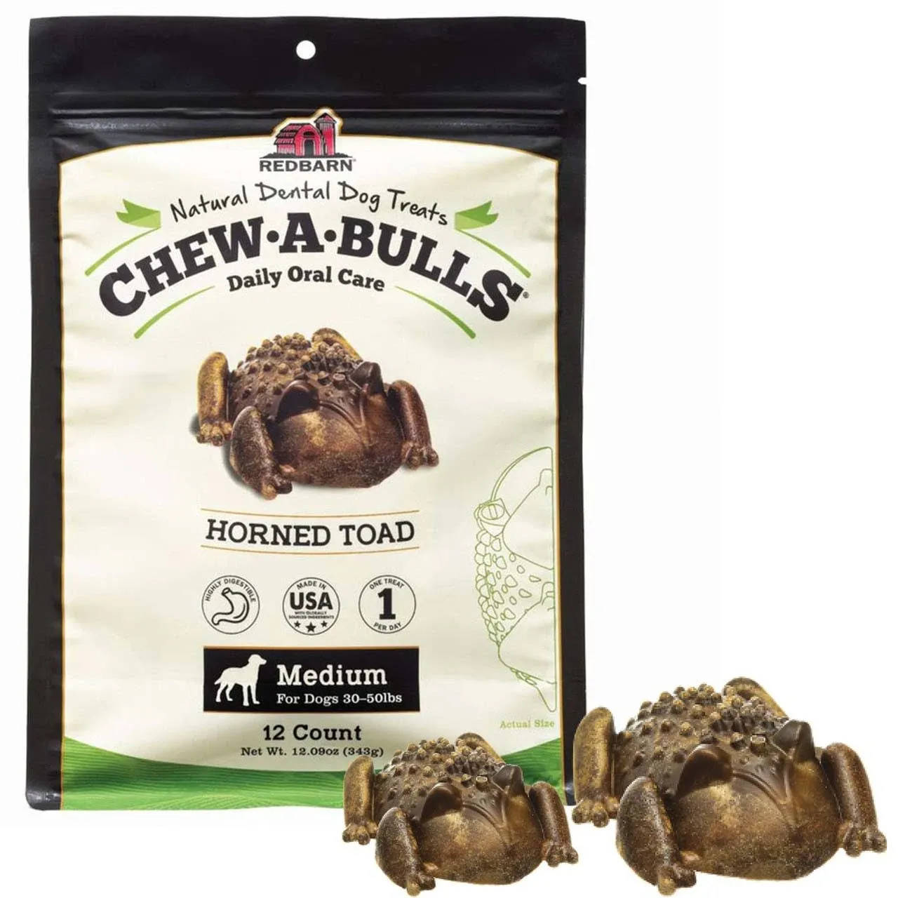 Redbarn Chew-A-Bulls Horned Toad Dental Chew For Dogs