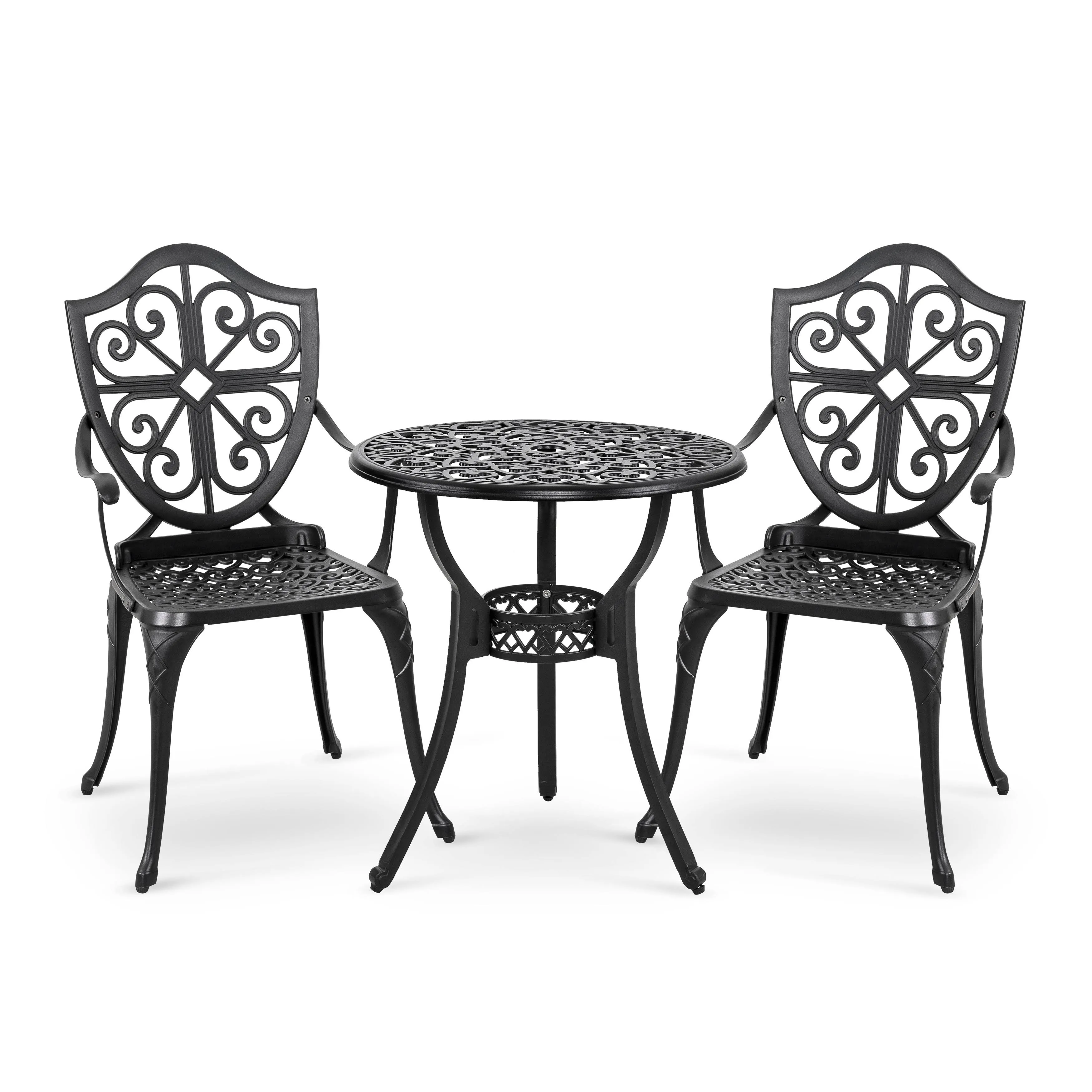 Nuu Garden Bistro Set 18.7&#034;x15.7&#034;Alu<wbr/>minum Patio Outdoor Rust Proof Black 3Piece