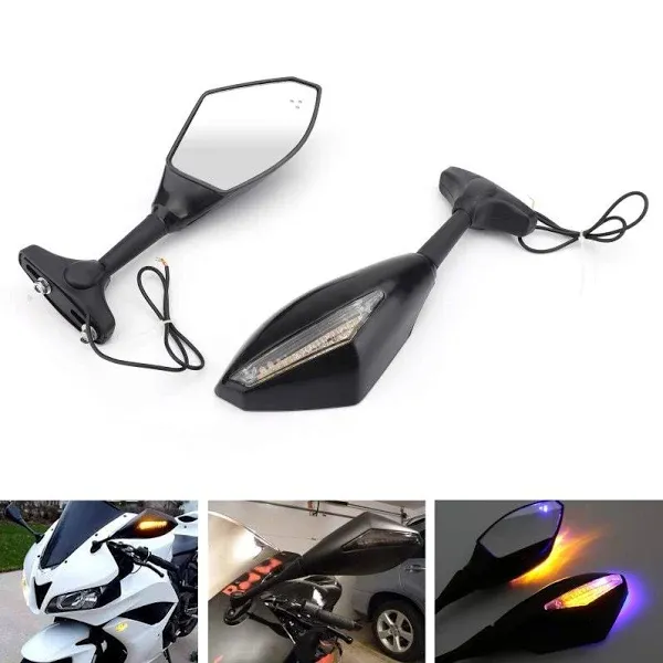 Pair LED Mirrors For SUZUKI GSXR 600 750 1000 Hayabusa GSF SV Katana TL1000R