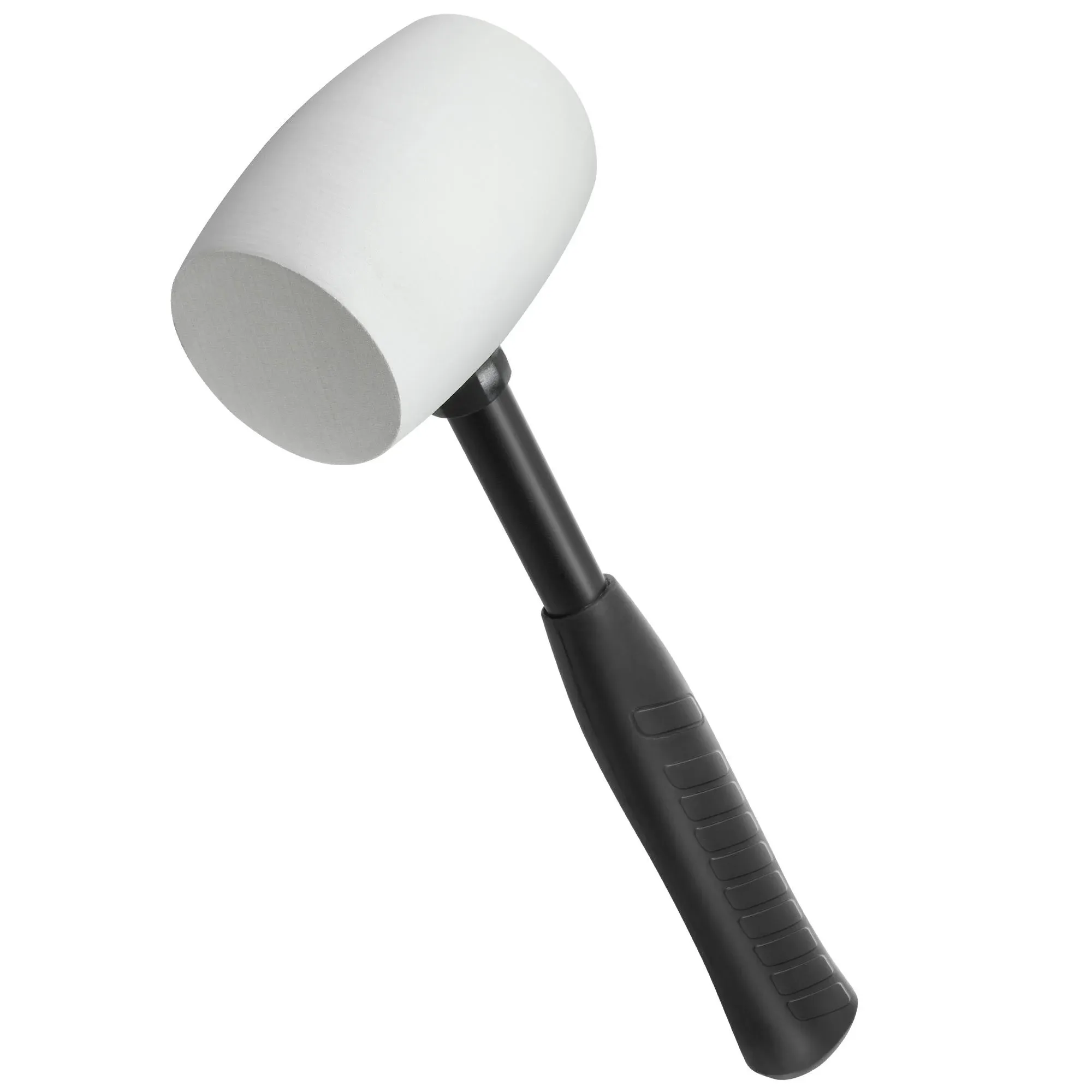 Powerbuilt 16-Ounce Rubber Mallet Hammer, Non-Slip Steel Handle Hand Tool, White - 648336