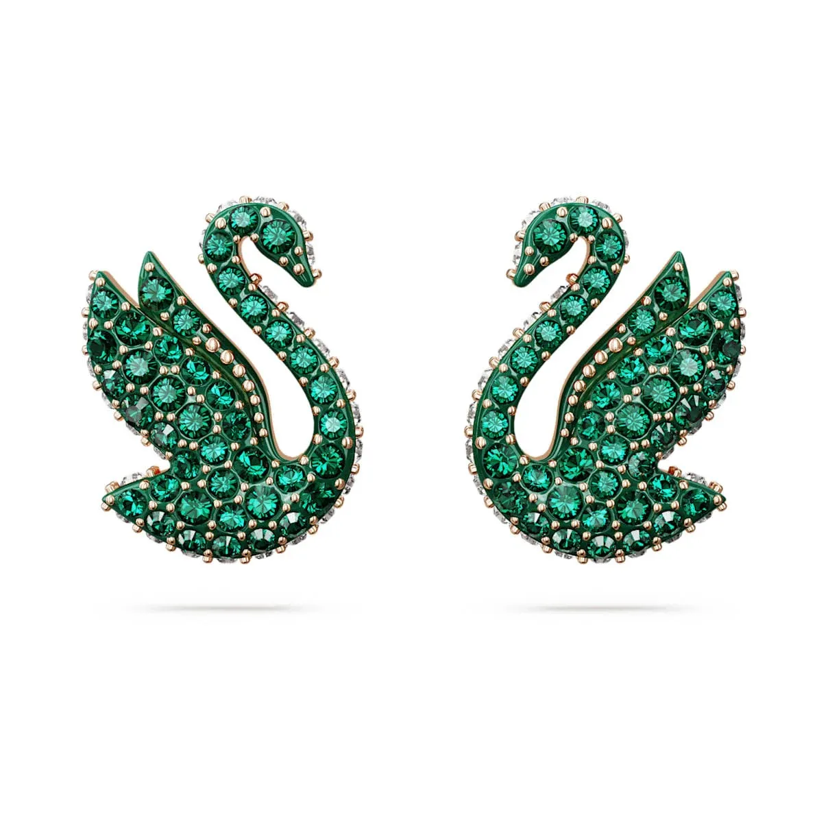 Swarovski Iconic Swan drop earrings, Swan, Blue, Rhodium plated