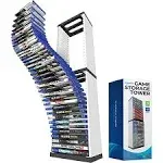 Skywin PS5 Game Holder and Video Game Storage Organizer (White) - 36 CD Storage Disk Tower for PS5 DVD Storage