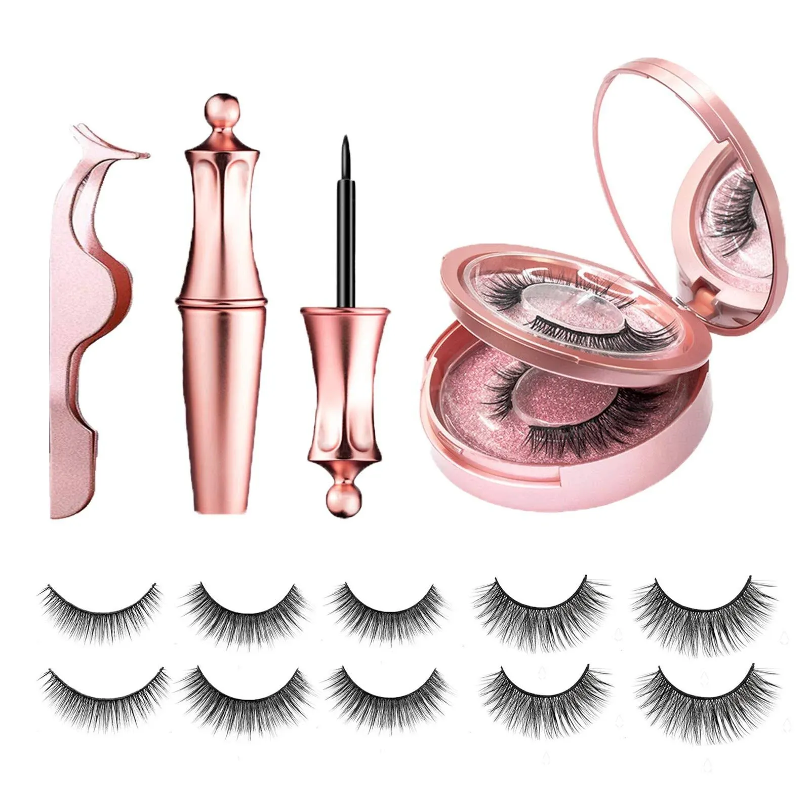 Magnetic Eyelashes and Eyeliner Kit Lanvier Reusable 3D Magnetic False Lashes Extension No Glue Needed