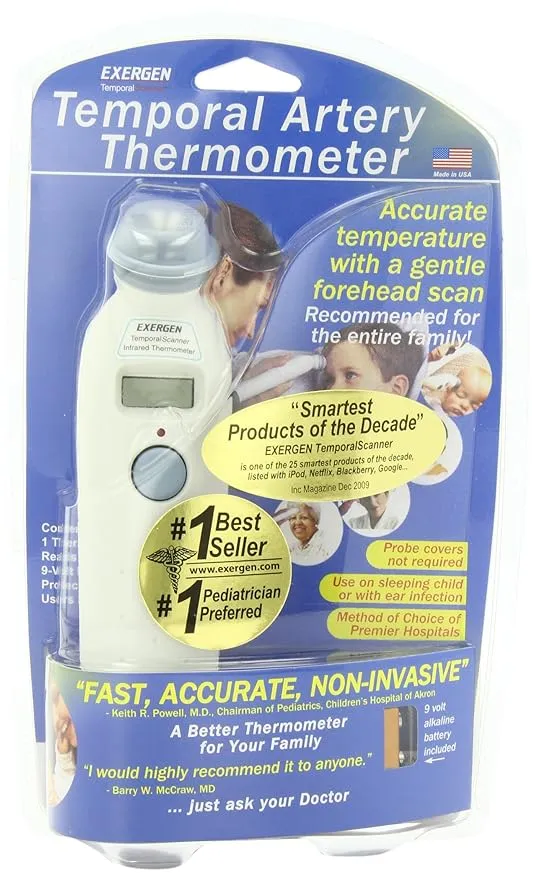 Exergen, Digital Temporal Thermometer ComfortScanner Temporal Infrared Probe Hand-Held, 1 Each