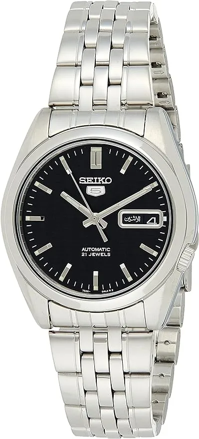 Seiko Men's SNK361 Stainless Steel Analog with Black Dial Watch