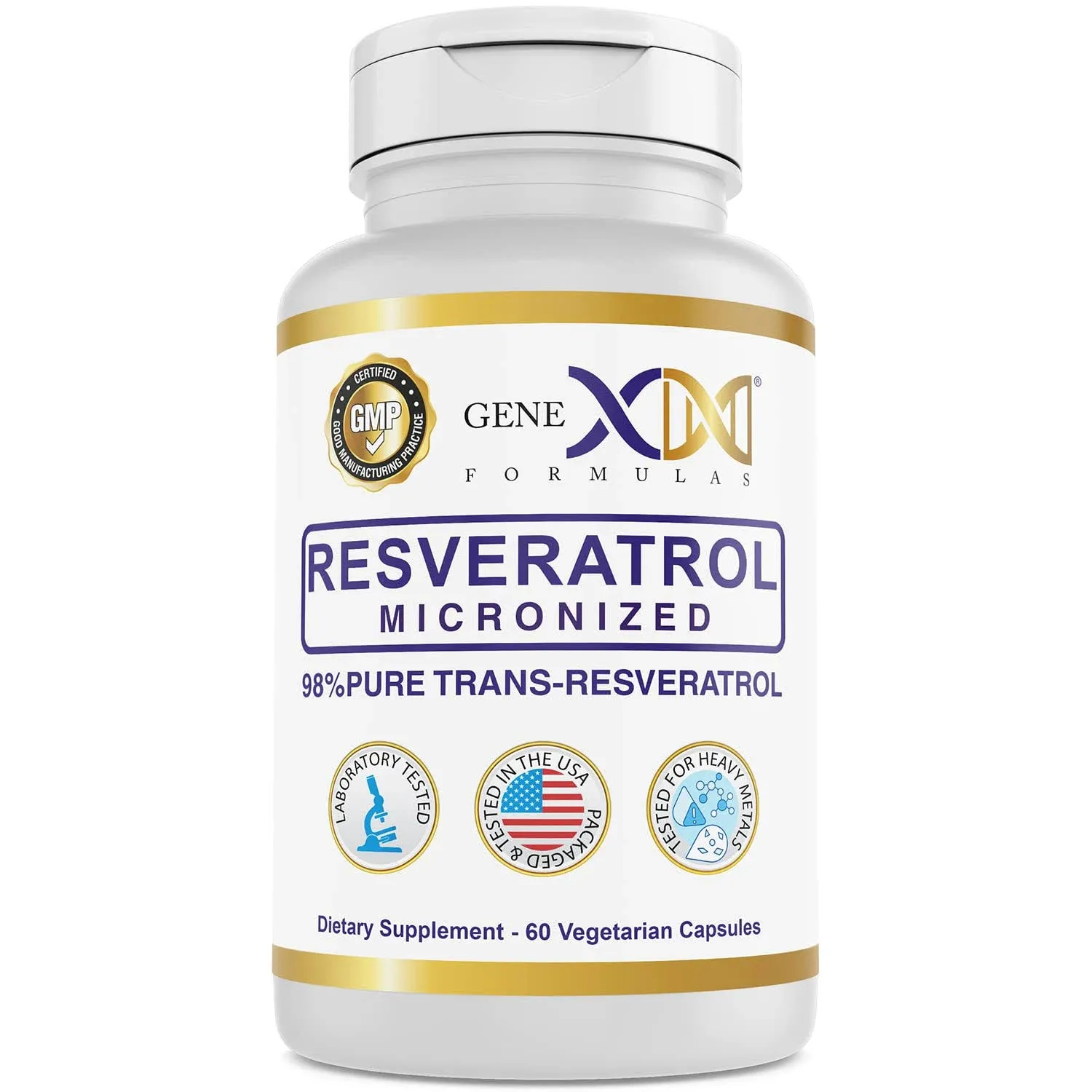 Genex Resveratrol 98% Pure Micronized Trans-Resveratrol Capsules 600mg Per Serving