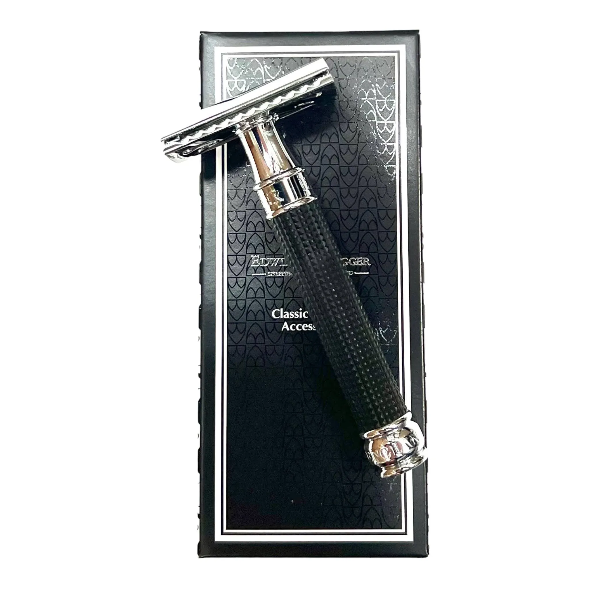 Double Edge Safety Razor, Regular Handle, Black and Gold Plated Octagonal