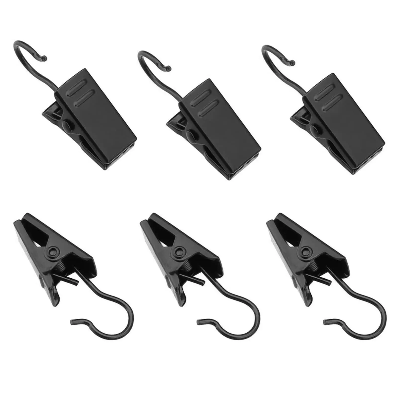 Coideal Small Curtain Clips Hooks, 100 Pack Black Metal Patio Awning Light Clips Hanger Stainless Steel for Hanging Outside Christmas String Lights, Drape Track, Indoor Outdoor Art Craft Display