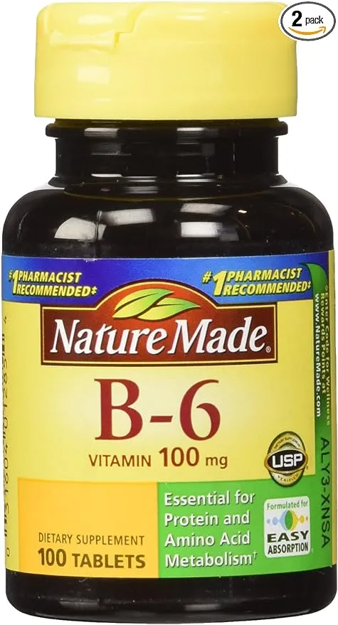 Nature Made Vitamin B-6 100 Mg, Tablets, 100-Count (Pack of 2)